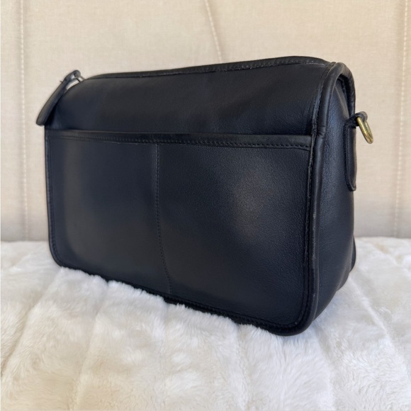 VINTAGE COACH Black Leather Companion Shoulder / Crossbody Bag Made In USA - Picture 8 of 16